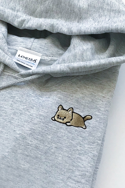 Relaxing Cream Cat Embroidered Hoodie