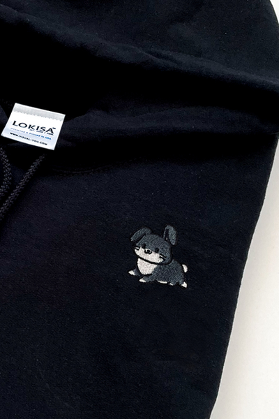 Chubby Tubby Black Rabbit Embroidered Hoodie