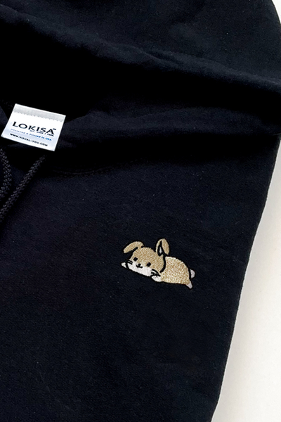 Relaxing Cream Rabbit Embroidered Hoodie