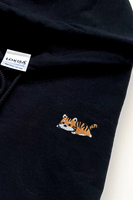 Relaxing Orange Tiger Embroidered Hoodie