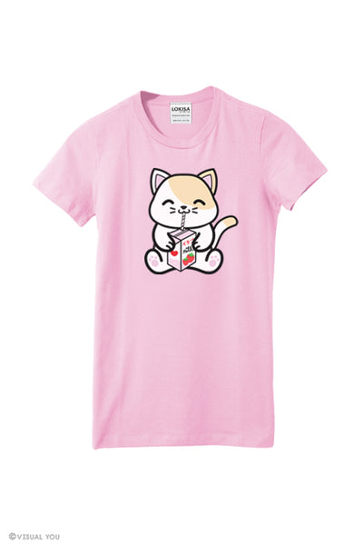 Strawberry Milk Box Kitty T-Shirt