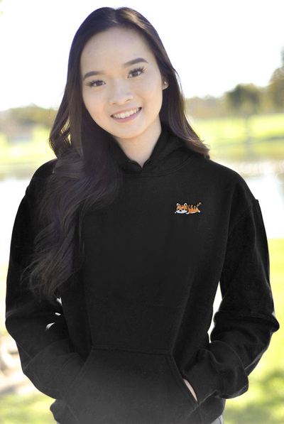 Relaxing Orange Tiger Embroidered Hoodie
