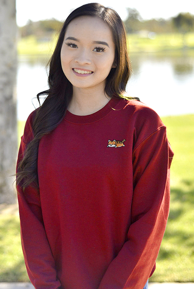 Relaxing Orange Tiger Embroidered Sweatshirt