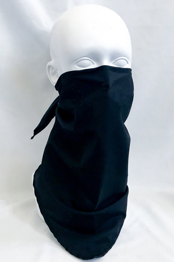 Solid Black Fabric Bandana Mask