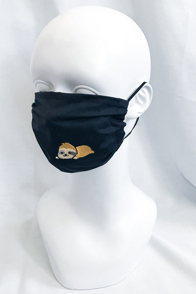 Embroidered Face Mask (black) (more animals)