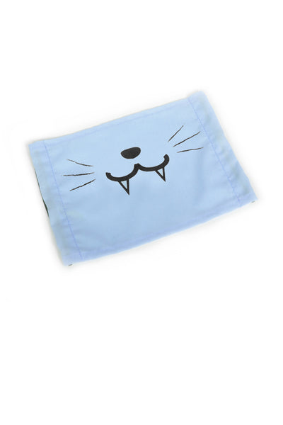 Cute Kitty Face Mask (with Fangs) - Mint or Light Blue