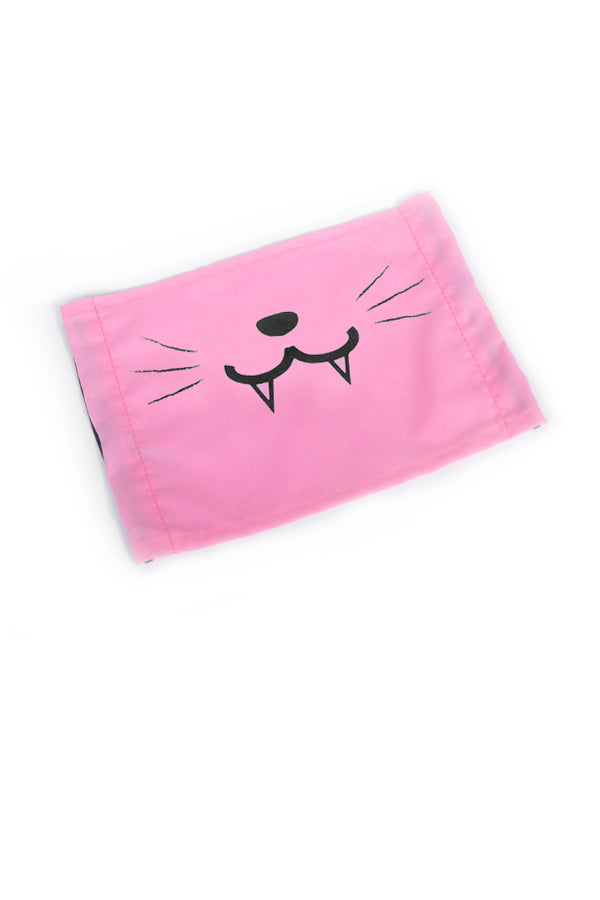 Cute Kitty Face Mask (with Fangs) - Pink, Light Pink or Light Purple