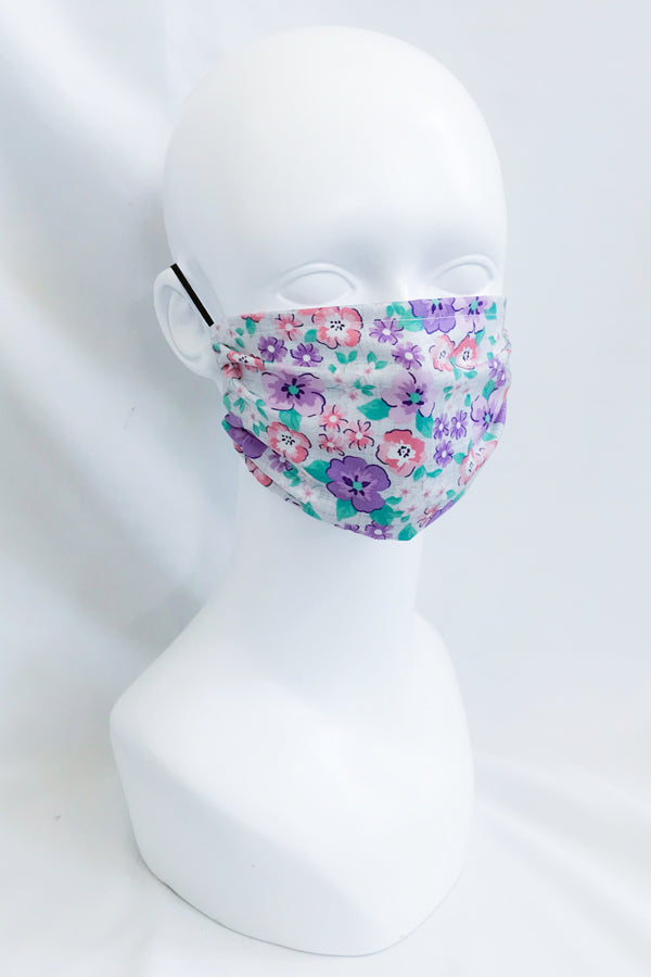 Lovely Floral Purple Pansies Cotton Fabric Face Mask