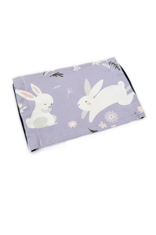 Adorable White Bunnies Purple Cotton Fabric Face Mask