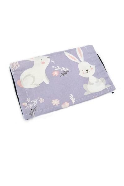 Adorable White Bunnies Purple Cotton Fabric Face Mask