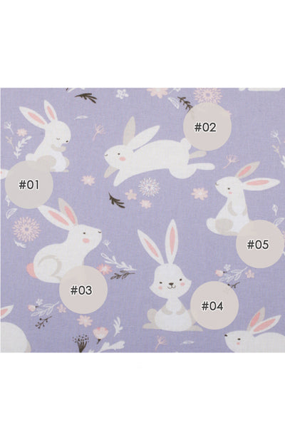 Adorable White Bunnies Purple Cotton Fabric Face Mask