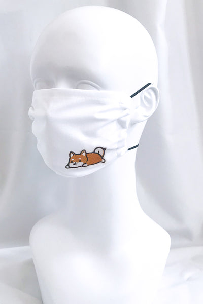 Embroidered Face Mask (white) (more animals)