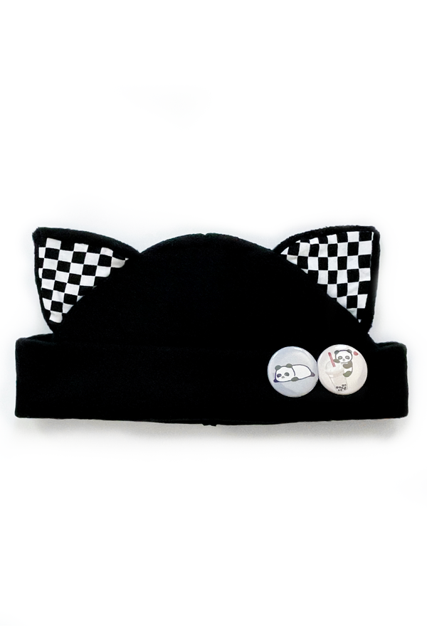 Cat Kitty Checker Fleece Hat
