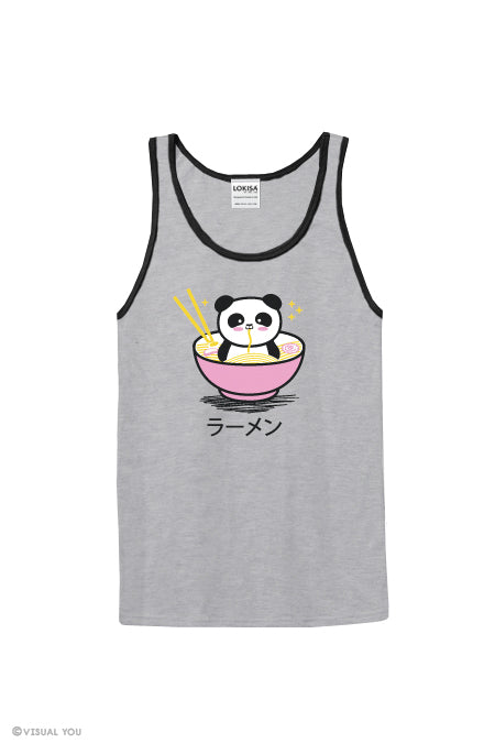 Panda Ramen Bowl Two Tone Tank Top - Pink Bowl