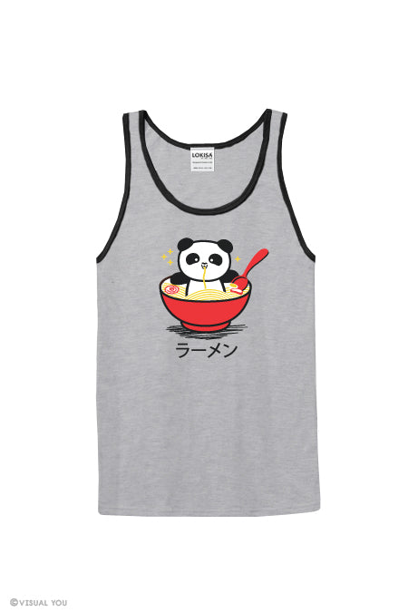 Panda Ramen Bowl Two Tone Tank Top - Red Bowl