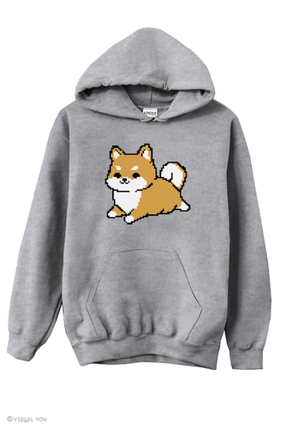 Pixel 8-Bit Shiba Inu Hoodie - Red Shiba