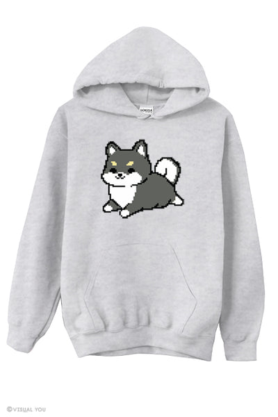 Pixel 8-Bit Shiba Inu Hoodie - Black & Tan Shiba