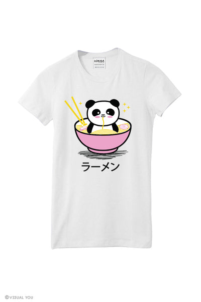 Panda Ramen Bowl T-Shirt - Pink bowl