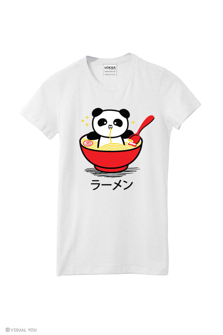 Panda Ramen Bowl T-Shirt - Red bowl