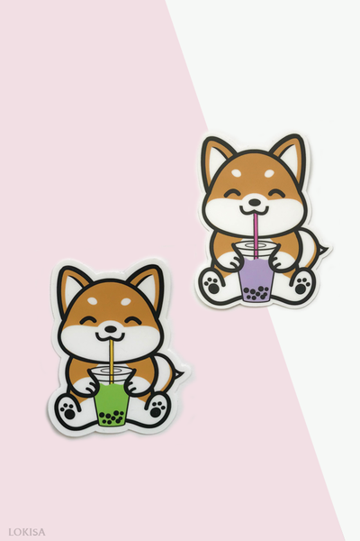 Bubble Tea Boba Shiba Inu Vinyl Sticker