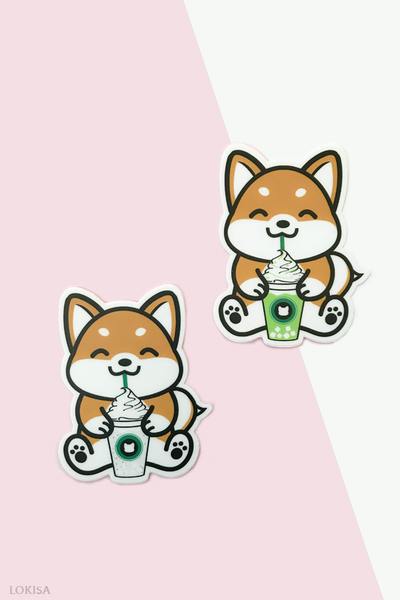 Coffee Frappe Shiba Inu Vinyl Sticker