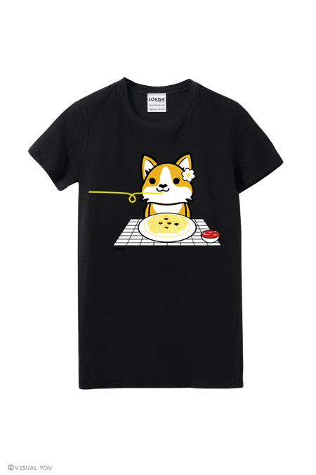Corgi Pasta Date T-Shirt - Girl Corgi
