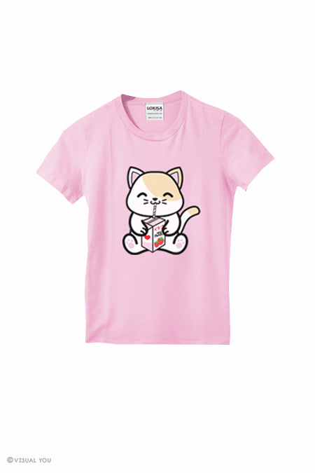 Strawberry Milk Box Kitty T-Shirt (Kids)