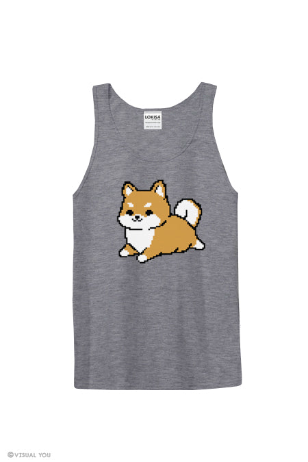 Pixel 8-Bit Shiba Inu Tank Top - Red Shiba