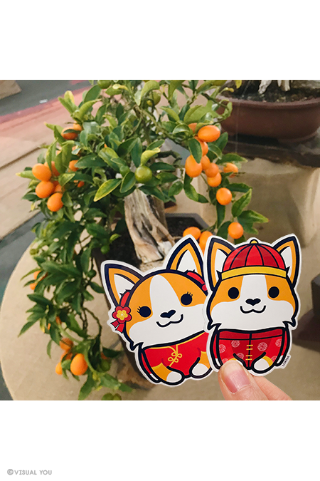 Chinese Corgi Vinyl Sticker