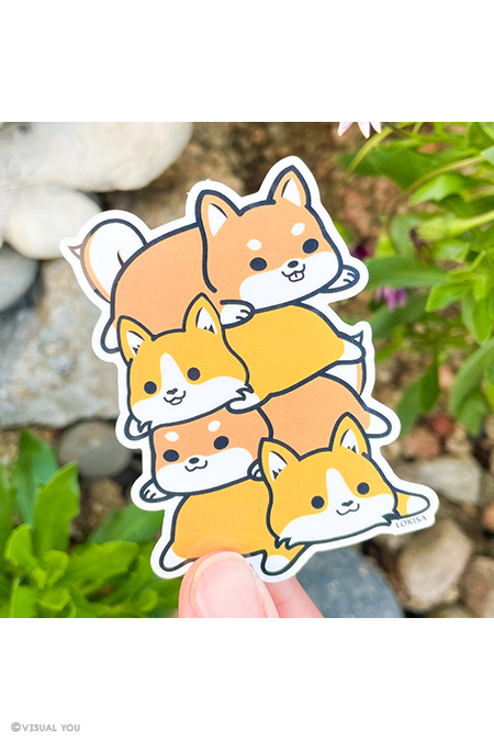 Corgi & Shiba Pile Vinyl Sticker