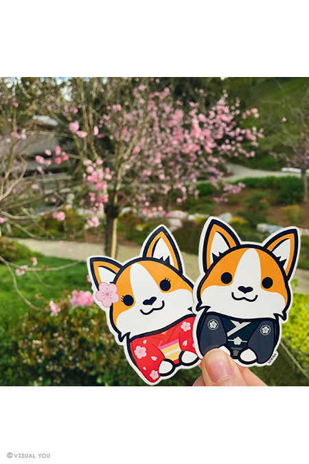 Japanese Corgi Vinyl Sticker