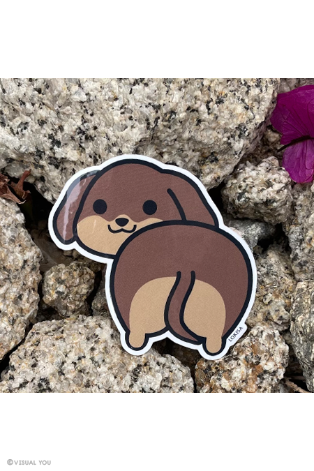 Brown Wiener Dog Dachshund Butt Vinyl Sticker