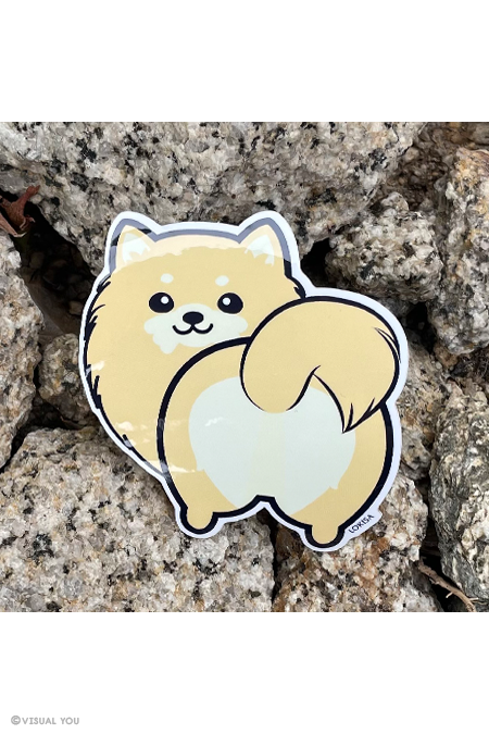 Cream Pomeranian Butt Vinyl Sticker