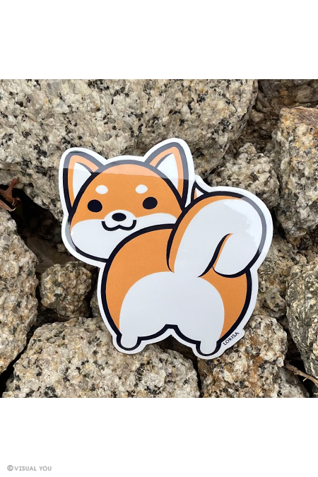 Red Shiba Butt Vinyl Sticker