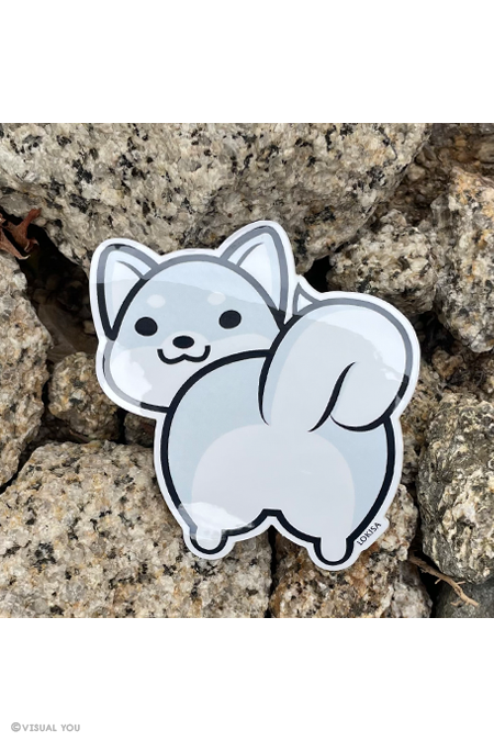 White Shiba Butt Vinyl Sticker