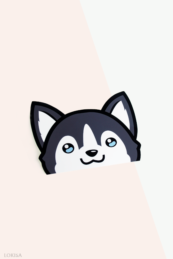 Peeking Husky Vinyl Sticker