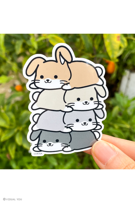 Stacking Bunnies Pile Vinyl Sticker