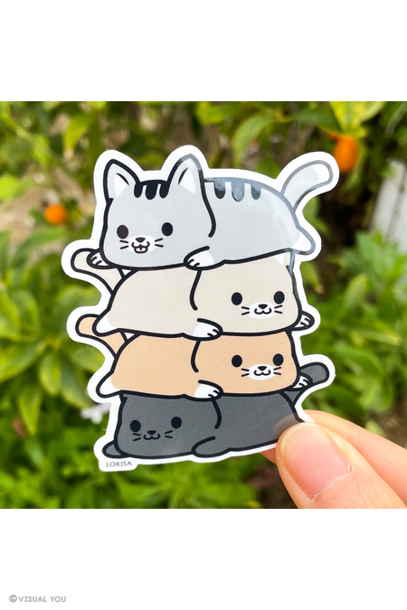 Stacking Cats Pile Vinyl Sticker