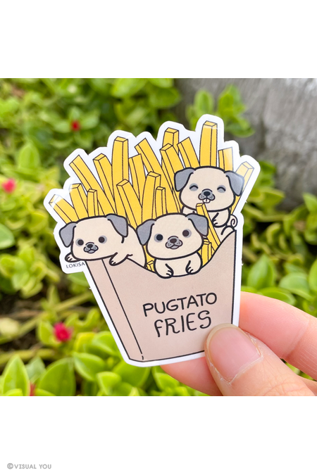 Pugtato Fries Pug Vinyl Sticker