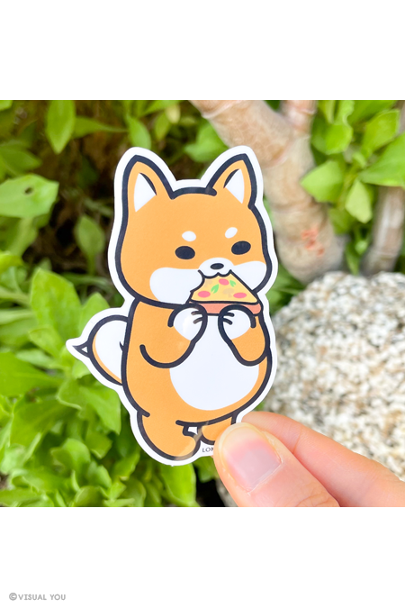 Chubby Shiba Inu Pizza Vinyl Sticker